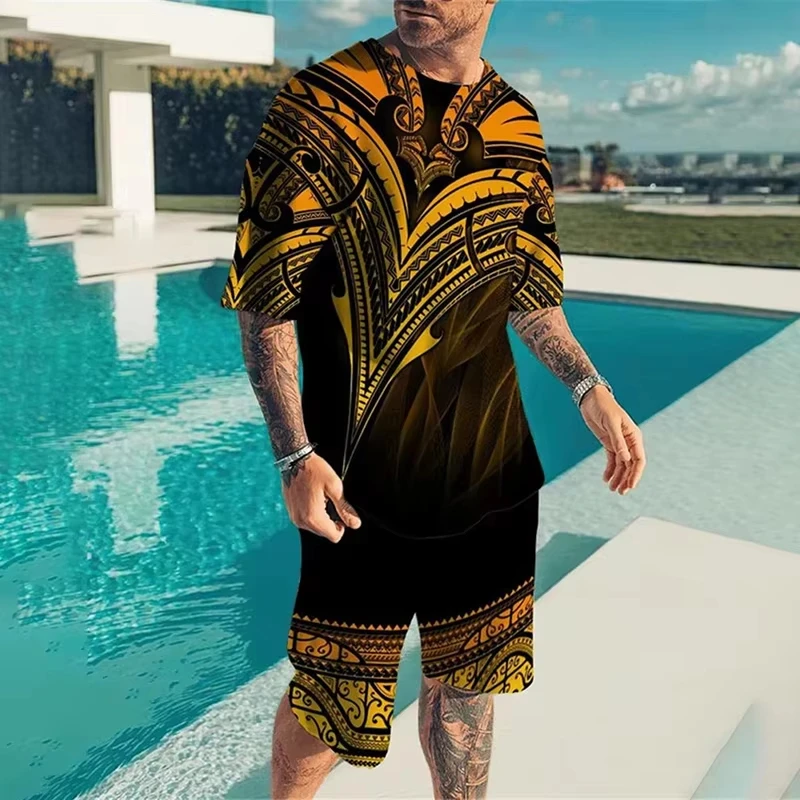 Newest Summer Men Clothing 3d Printed Men\'s Fashion Tracksuits Oversized Short Sleeve T Shirt Pants Set Men T-Shirts Shorts Sets