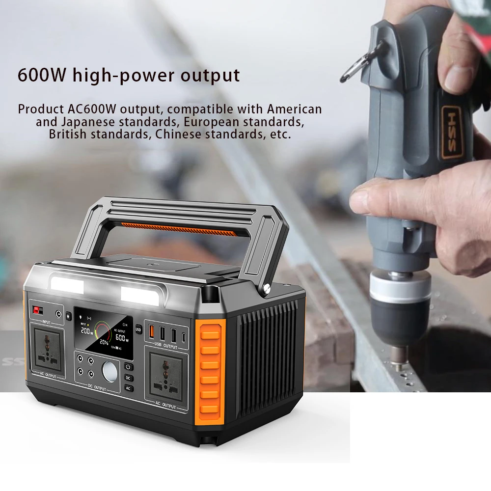 Outdoor mobile power 600-watt high-power road trip camping power outage portable battery