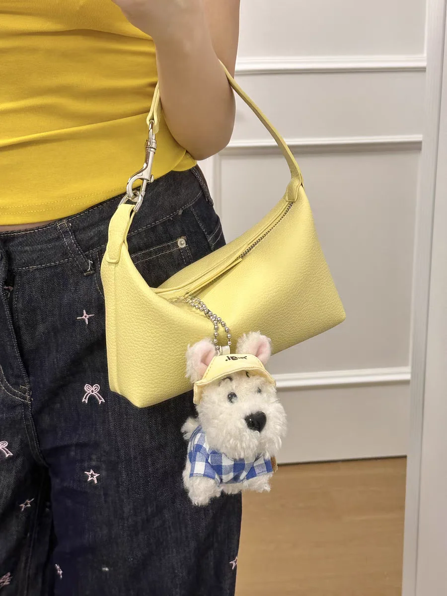 

Корейская желтая маленькая квадратная женская сумка, новинка 2025 года, модная сумка-хобо, простая сумка через плечо на одно плечо для поездок на работу