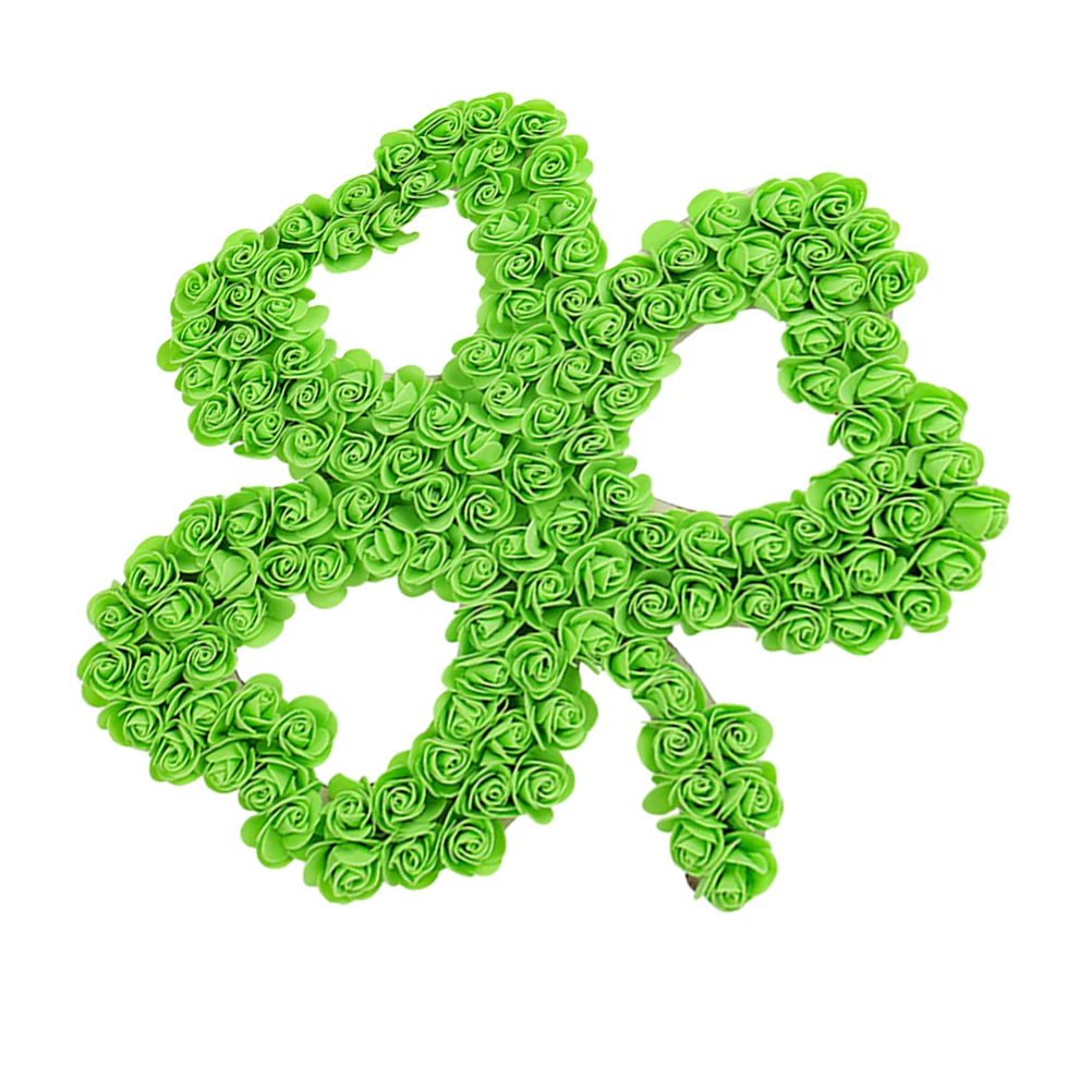 

Irish Day Wreath Plastic Shamrock Wall Hanging Patrick Accessories Festival Decor Artificial Leaf Clover Door Pendant