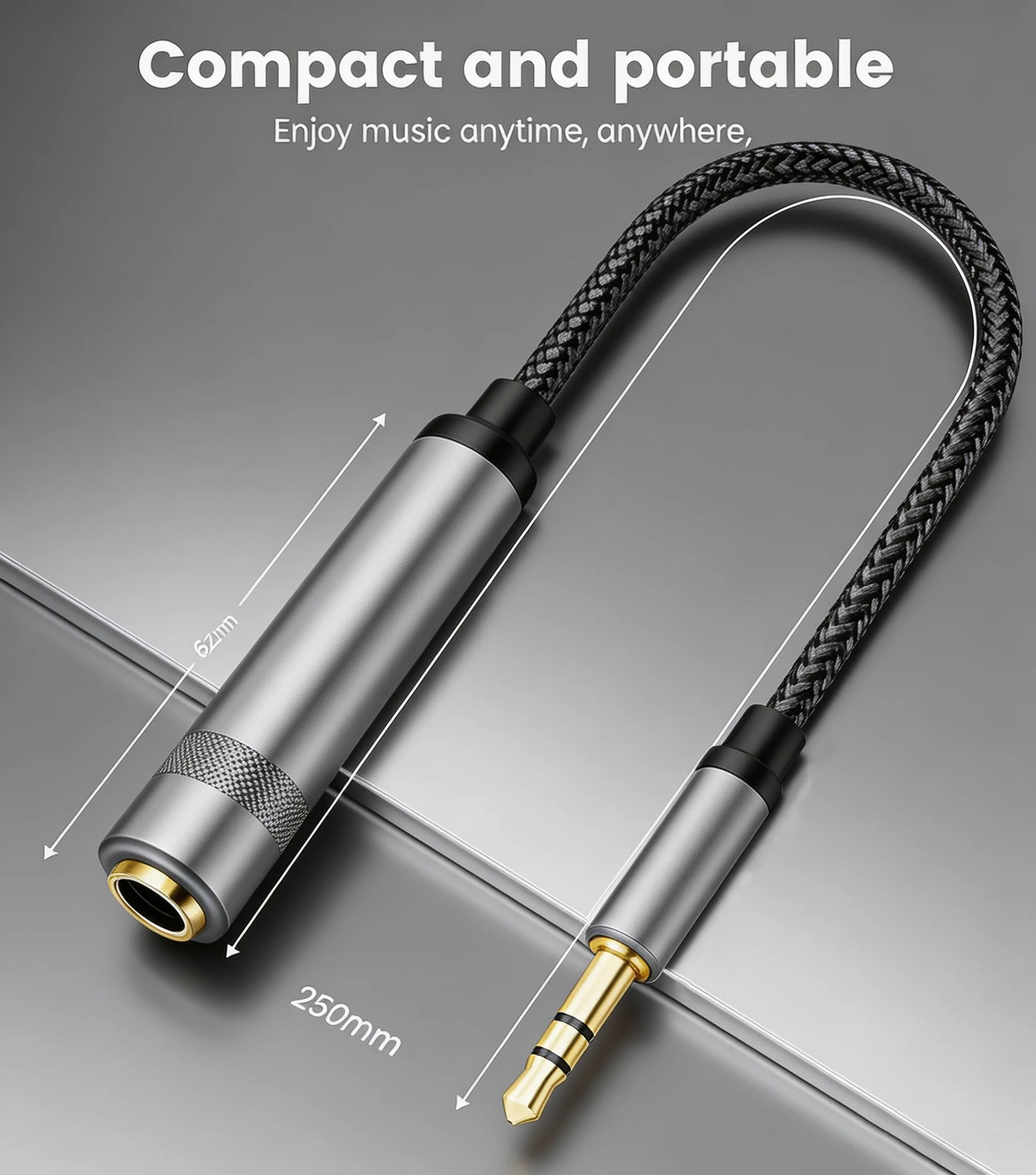 6.35mm Female to 3.5mm Male TRS Stereo Audio Adapter 1/8 to 1/4 Inch Jack Cable for Headphone Guitar Amplifier Mixer Speaker