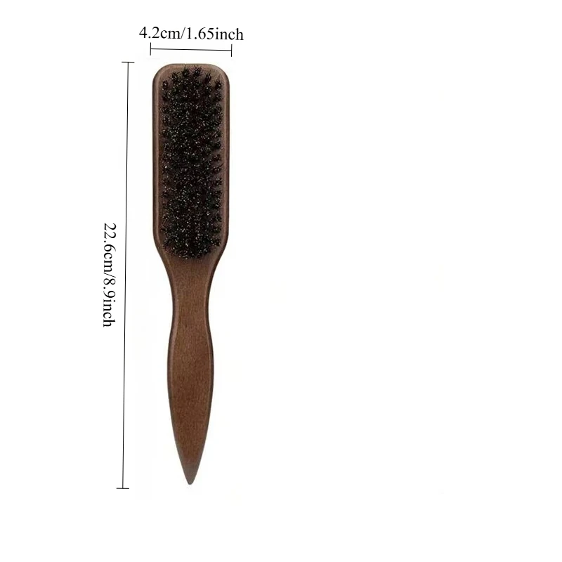 1Pc Brown Beige Pointed-Tail Bristle Comb - Unisex, Smooth & Anti-Static, No Tangles No Hair Damage, Home Use