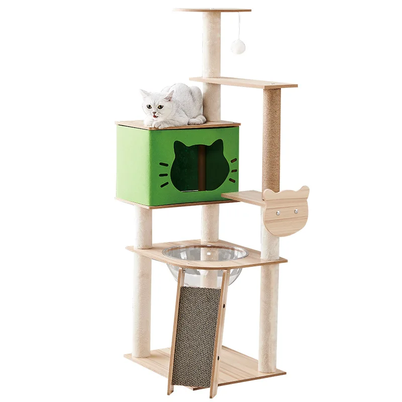 &c Ex-factory Price Luxury Multi-storey Integrated Wooden Cat House Modern Style Living Room Sturdy Cat Climb