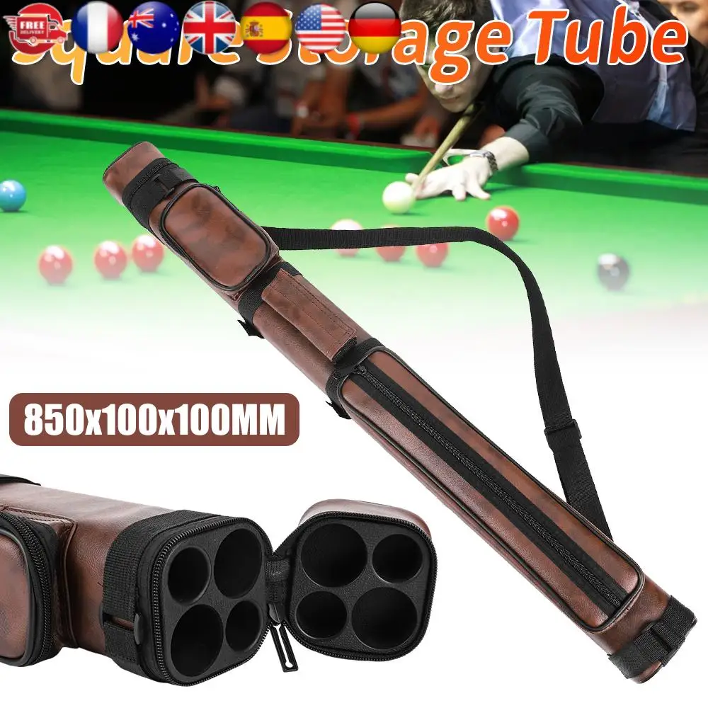 

Leather Pool Cue Case with Pockets Square Four-Hole Billiard Rod Bucket Storage Box Stick Carrying Bag Billiard Accessories ﻿