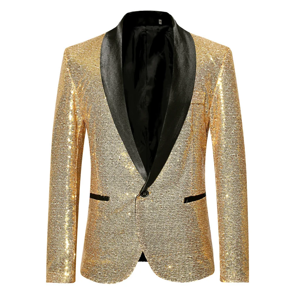 European and American Fashion Leisure Suit Male Stage Personality Performance Host Emcee Sequined Solid Color Suit Jacket Male