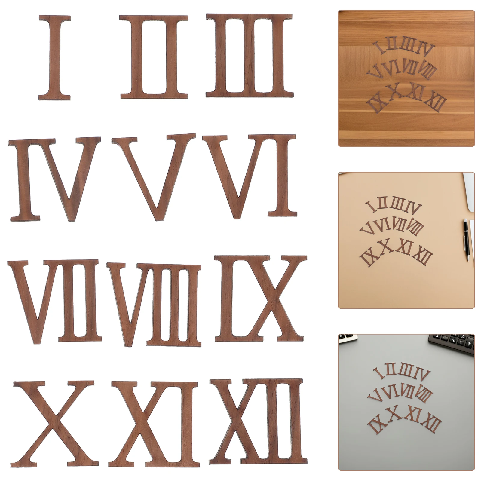 

12 Pcs Simple Wall Clock DIY Wooden Numbers Supplies Replace Craft Numerics Shapes Kit Clocks