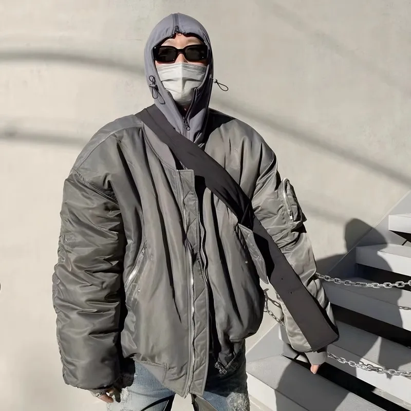 

Зимние мужские однотонные однотонные простые базовые повседневные модные свободные бейсбольные куртки в американском стиле, мужская новая модная одежда, пальто, топы