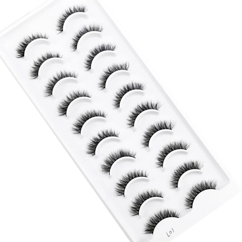 10pairs false eyelashes 3D faux mink Lashes fluffy soft eye lashes natural long messy wispy makeup kit short eyelashes extension