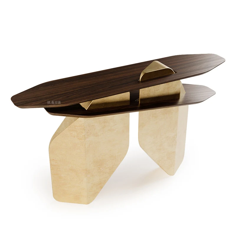

Light luxury entrance table black walnut solid wood living room against the wall entrance table
