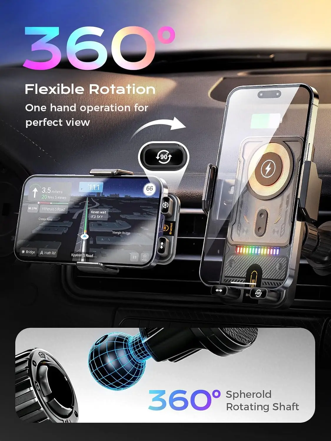 Car Phone Holder 15W Wireless Car Charger with Induction Opening and Closing Air Vent Phone Stand for iPhone 17-12 Samsung Mount
