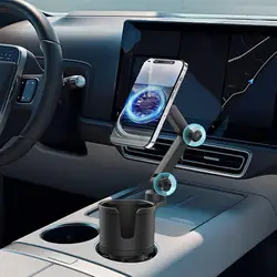 Cup Holder Phone Mount for Car 2 in 1 Cell Phone Stand Cup Holder Expander 360Rotation Expand Cup Holder Magnetic Long Arm Drink
