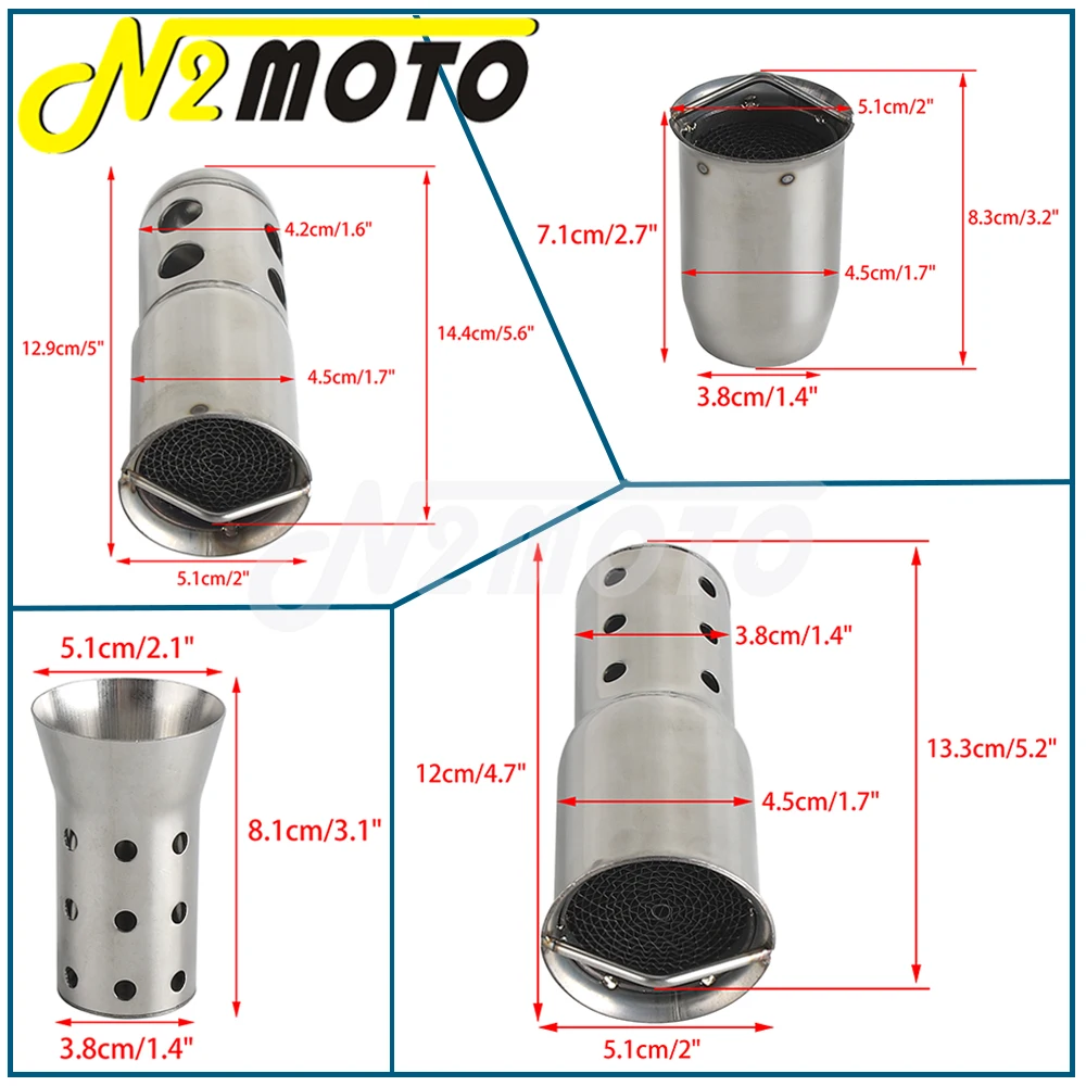 Universal Motorcycle 51mm Exhaust Pipe Catalyst DB Killer Baffle Muffler Noise Silencer Sound Eliminator For Suzuki BMW Yamaha