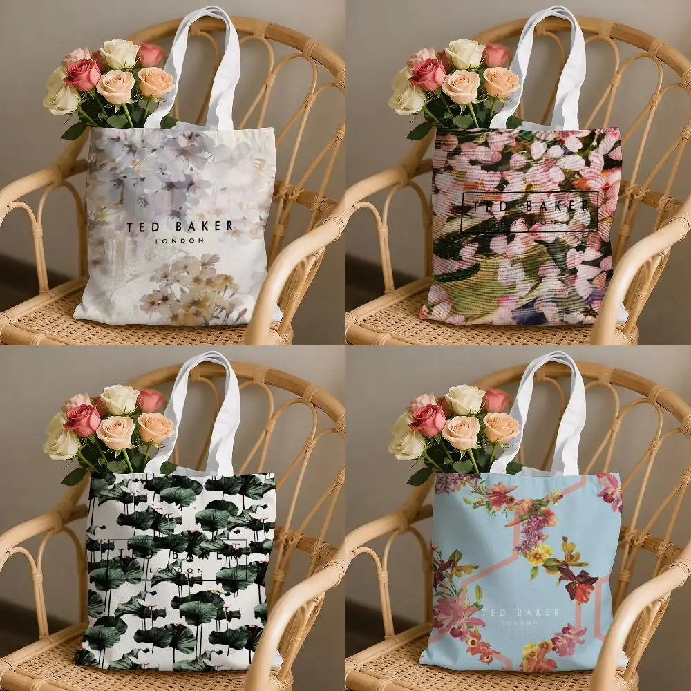 Elegant Fashion T-Ted Baker Storage Bags Oversized Canvas Tote Bag Casual Shoulder Bag Large Reusable Shopping Handbag