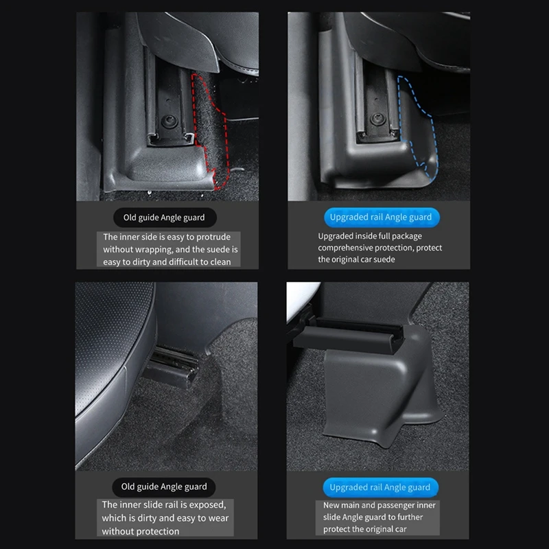 Car Seat Corner Protector Slide Rail Half-Wrapped Seat Corner Protector For Tesla Model Y Modification Easy Install Easy To Use