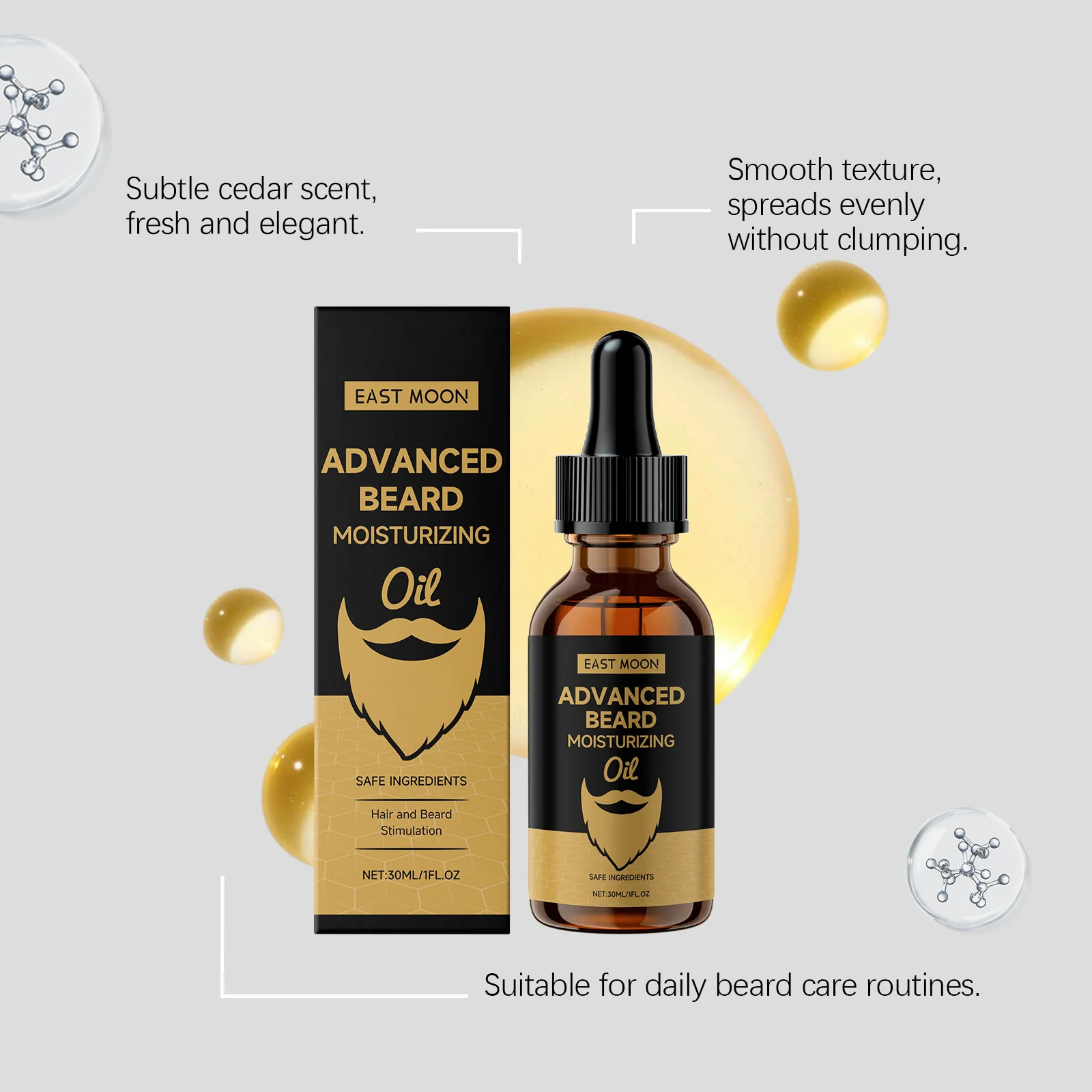 East Moon Rosemary Beard Soften Oils Strengthen Moisturizing Dryness Keep Smoothing Lasting Nourishing Men Beard Growth Oil 30ml
