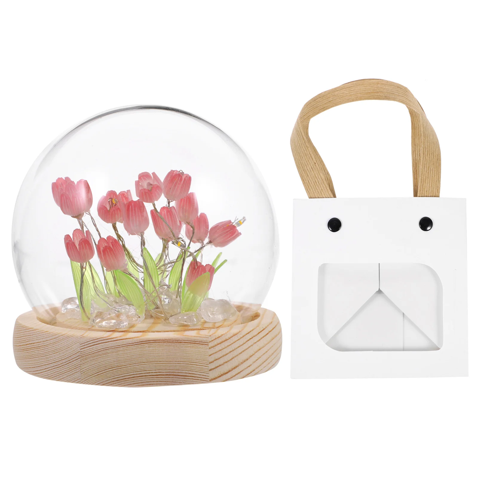 

1Set Creative Night Lamp with Artificial Tulips and Crystals Soft Glow Bedside Light for Room Decor Aesthetic DIY Lighting Kit