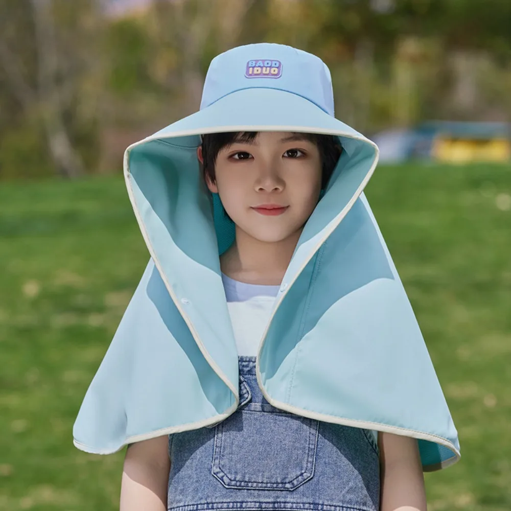 

Big Brim Baby Fisherman Hat Extended Shawl Neck Cover Kids Sunscreen Hat Sun Protection Bucket Cap Children Beach Cap Outdoor