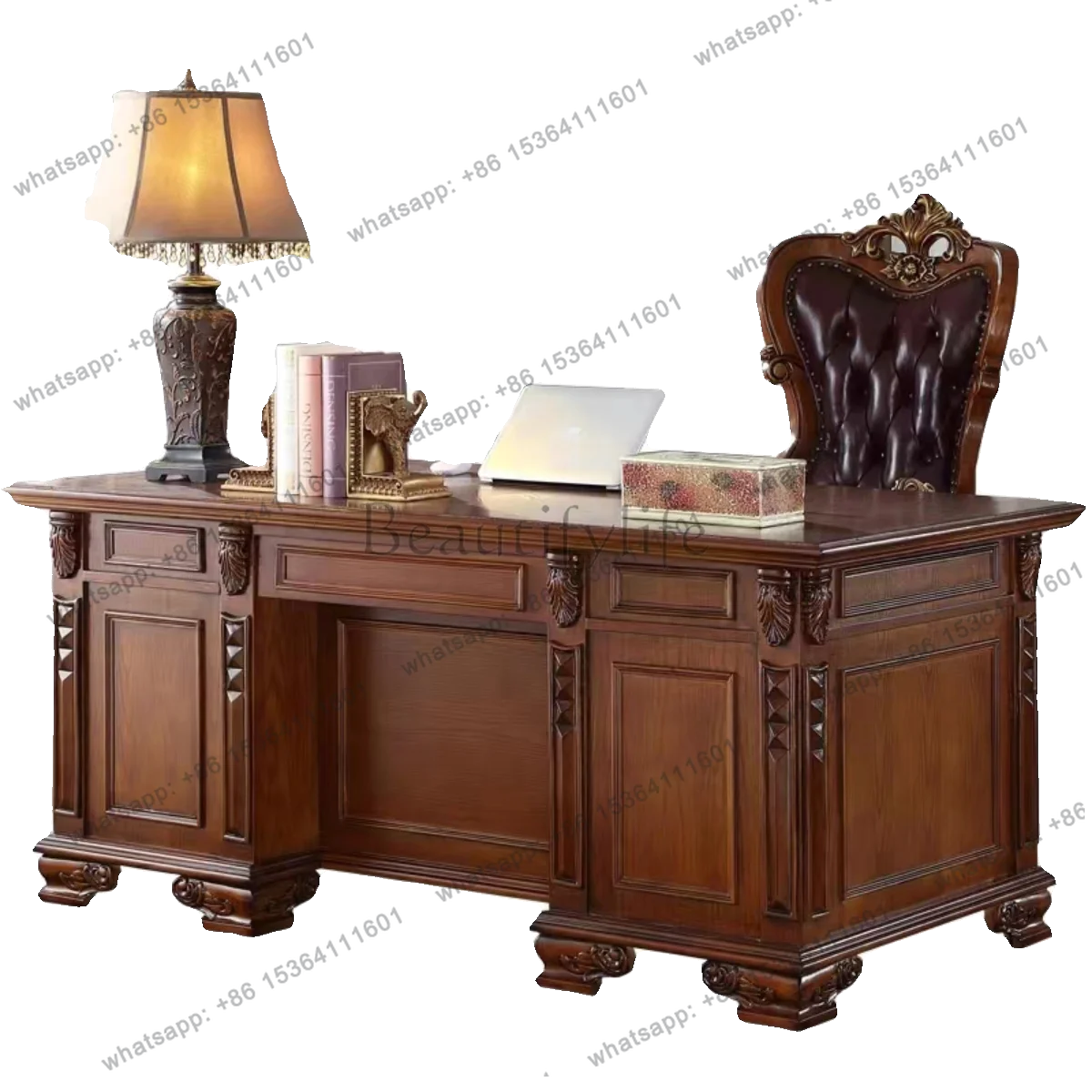 

American all-solid wood desk European luxury calligraphy table writing desk study furniture
