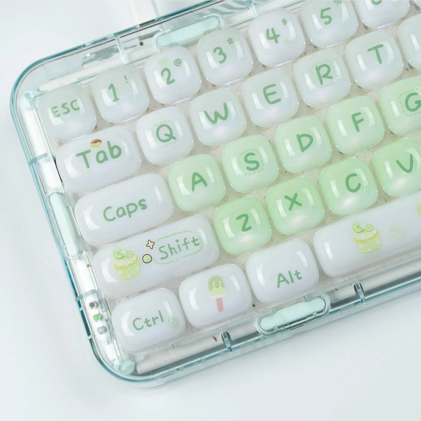 MAIMOOO Dessert House Jelly Keycaps MOG Profile PC Material Light Green Fresh Ceramic Texture Cute Mechanical Keyboard Keycap