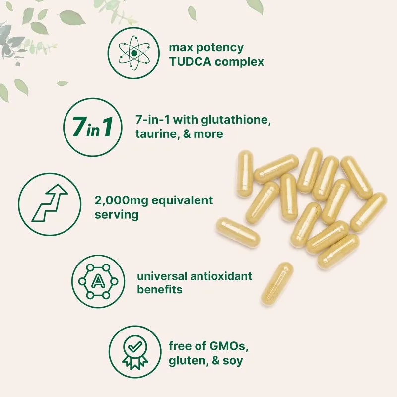 TUDCA 2000mg Capsule Bile Salt Contains NAC, Milk Thistle, Glutathione, Etc., and Is Used for Liver Cleansing