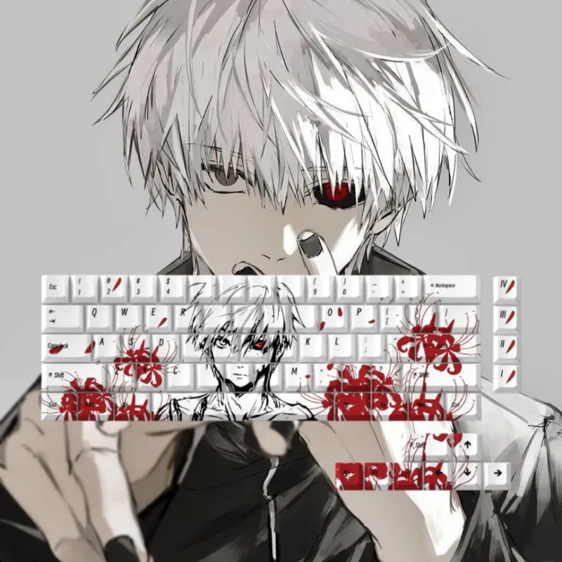 Tokyo Ghoul Kinki Ken Anime Keycap Mechanical Keyboard Cherry PBT Customized Keycap Tablet Laptop PC Gaming Keyboard Accessories