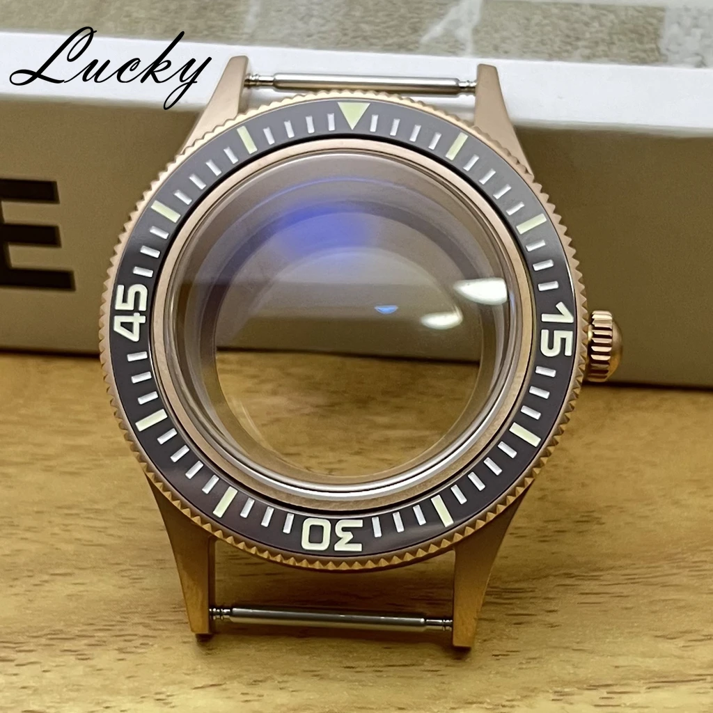 40mm Titanium Watch Case Retro Domed Double Sapphire Coated Blue Film Glass Luminous Ceramics Bezel Fit NH34 NH35 NH36 Movement