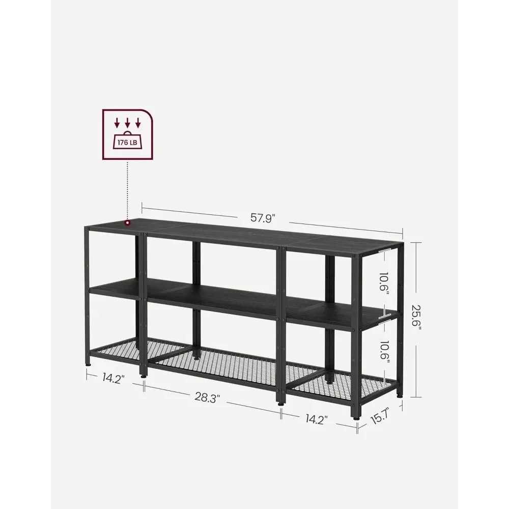 TV Stand for 65 Inches TVs, Industrial Entertainment Center, Modern TV Console with Open Storage Shelves for Living Room