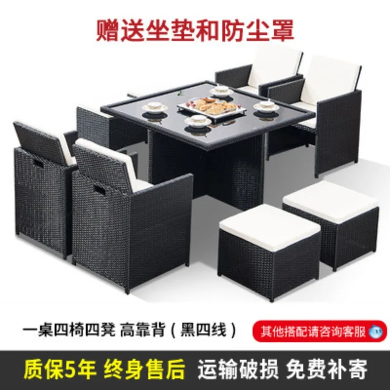 Mesas e cadeiras ao ar livre varanda moderna simples terraço jardim ao ar livre bar café imitação rattan cadeira lazer