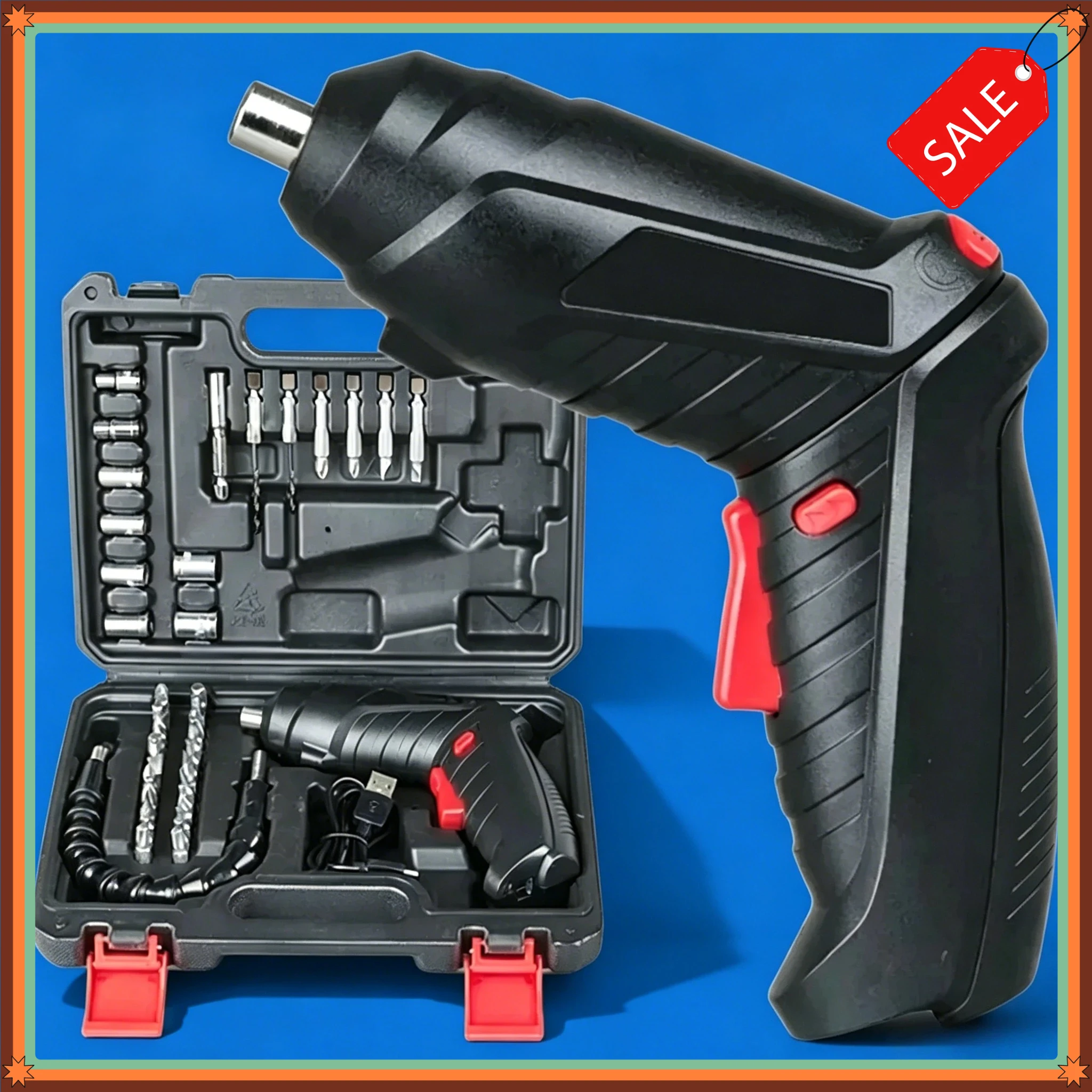 

3.6V Rechargeable Cordless Electric Screwdriver Set 44/11 Bits Micro USB Charging Portable DIY Household Repair Power Tool