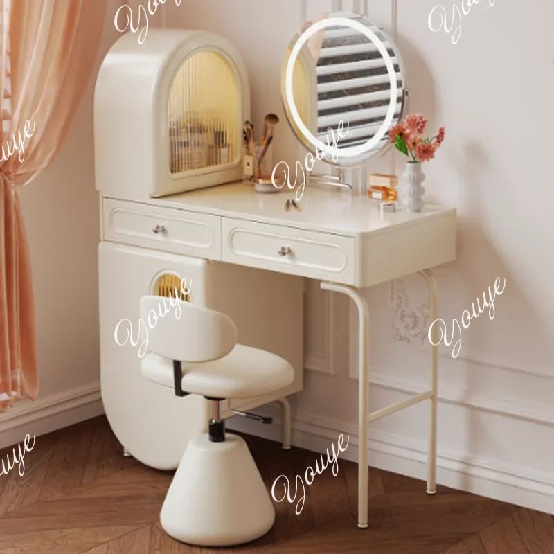 J White Chair Lights Vanity Table Storage Mirror Set Cabinet Bedroom Dressers Makeup Drawers Coiffeuse De Chambre Furniture Home