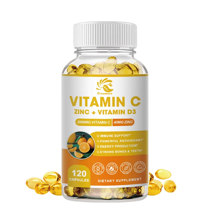 Greensure Immune Support Supplement with Echinacea, Vitamin C and Zinc 40mg, Vitamin D 5000 IU - 60/120 Capsules