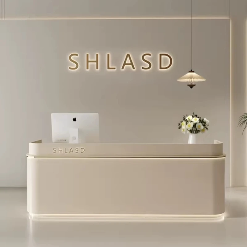 cream style baking paint Cashier counter beauty salon reception desk office table computer desks mesa de computador furniture