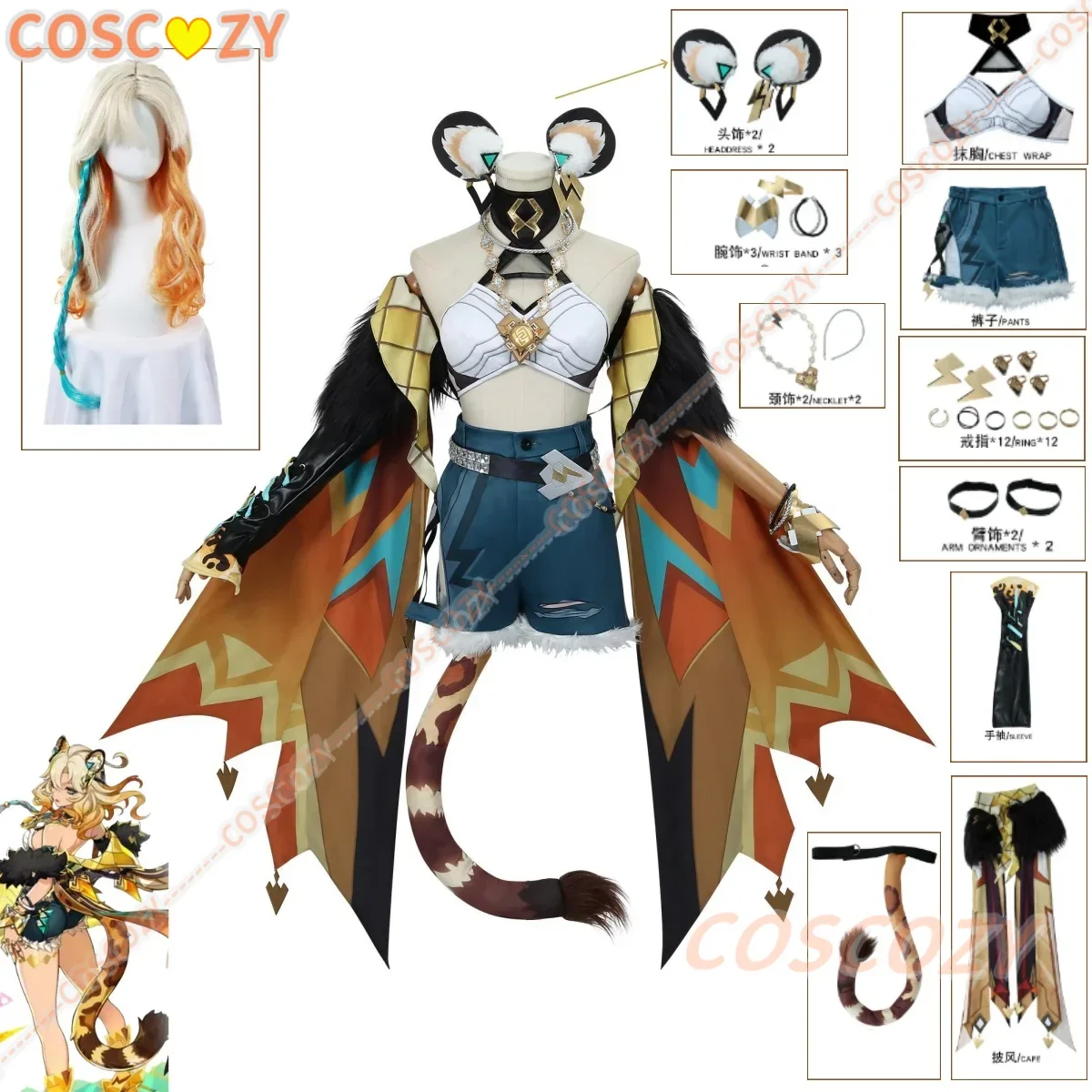 Anime Game Genshin Impact Cosplay Wig Xilonen Costume Lolita Party Uniform Hallowen Play Role Clothes Clothing New Full Set