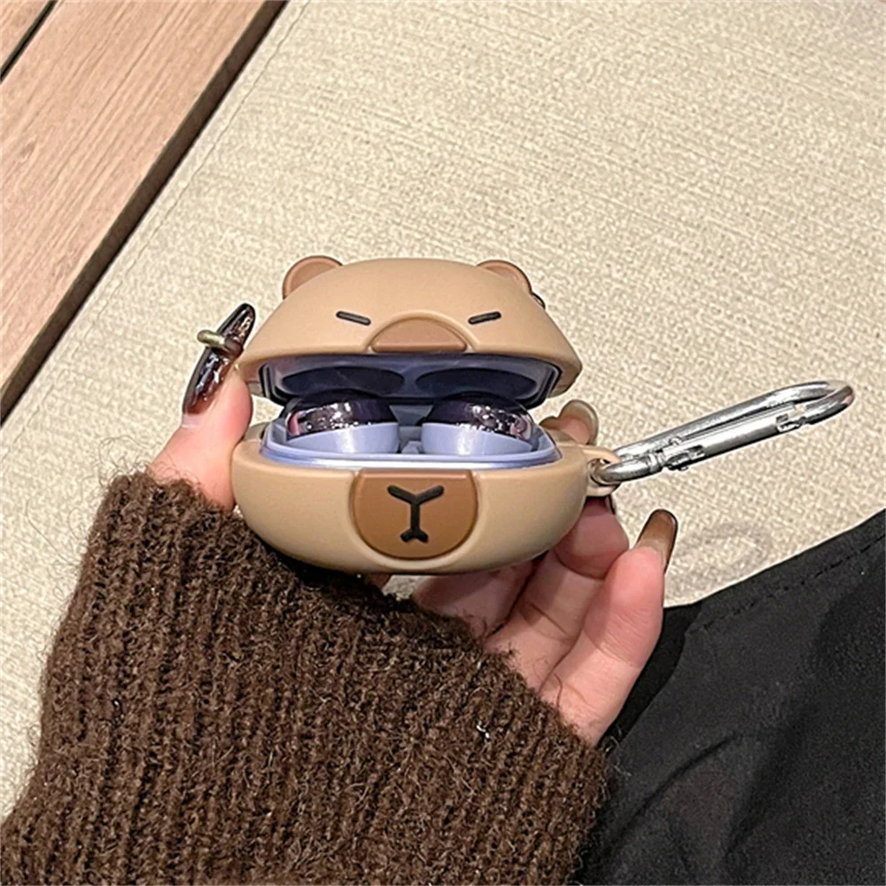Etui na słuchawki Kawaii Cute Cartoon Capybara do Samsung Galaxy Buds2 Pro z brelokiem Silikonowe etui do Bud 2 Anti-fall All bag