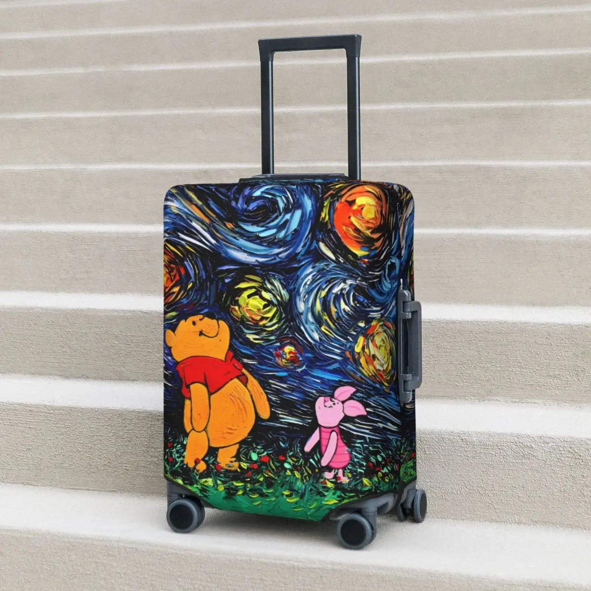 Piglet Pooh Bear Suitcase Cover Flight Cruise Trip Practical Luggage Accesories Protector