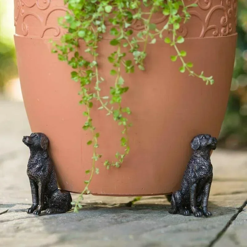 Flower Pot Holder Animal Dog Cat Rabbit Shape Pot Tray Support Resin Craft Decoration Outdoor Statue Garden Pot Planter