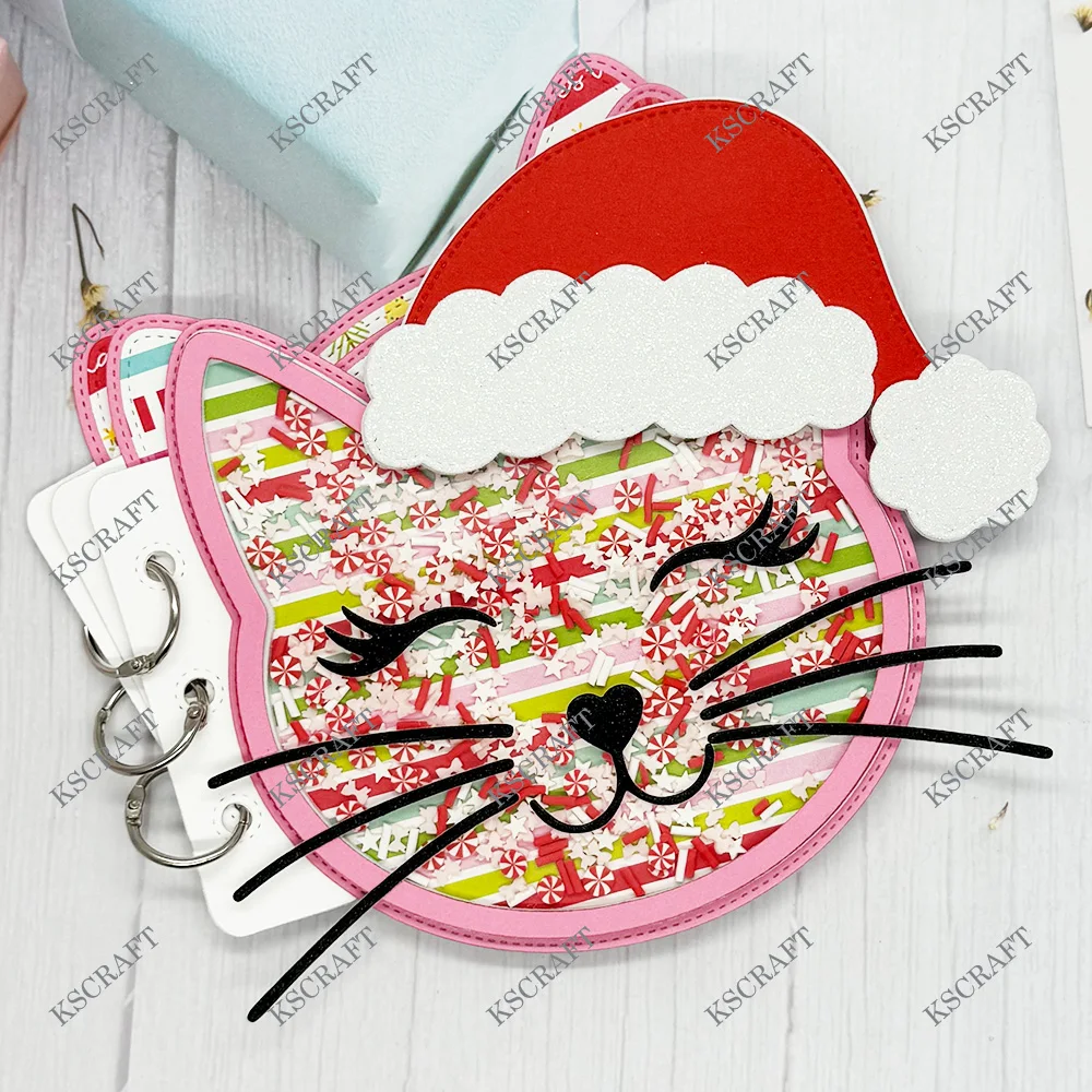 KSCRAFT Cat Christmas Add On Cutting Dies Stencils for DIY Scrapbooking Decorative Embossing DIY Paper Cards