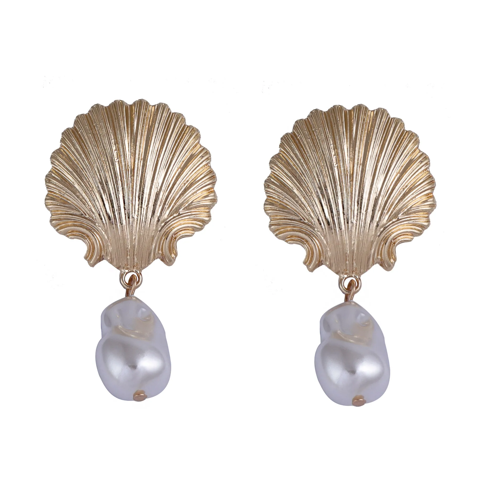 

2025 New ZAA Women's Elegant Imitation Pearls Metal Shell Dangle Drop Earrings for Women Holiday Party Jewelry Gifts Wholesale