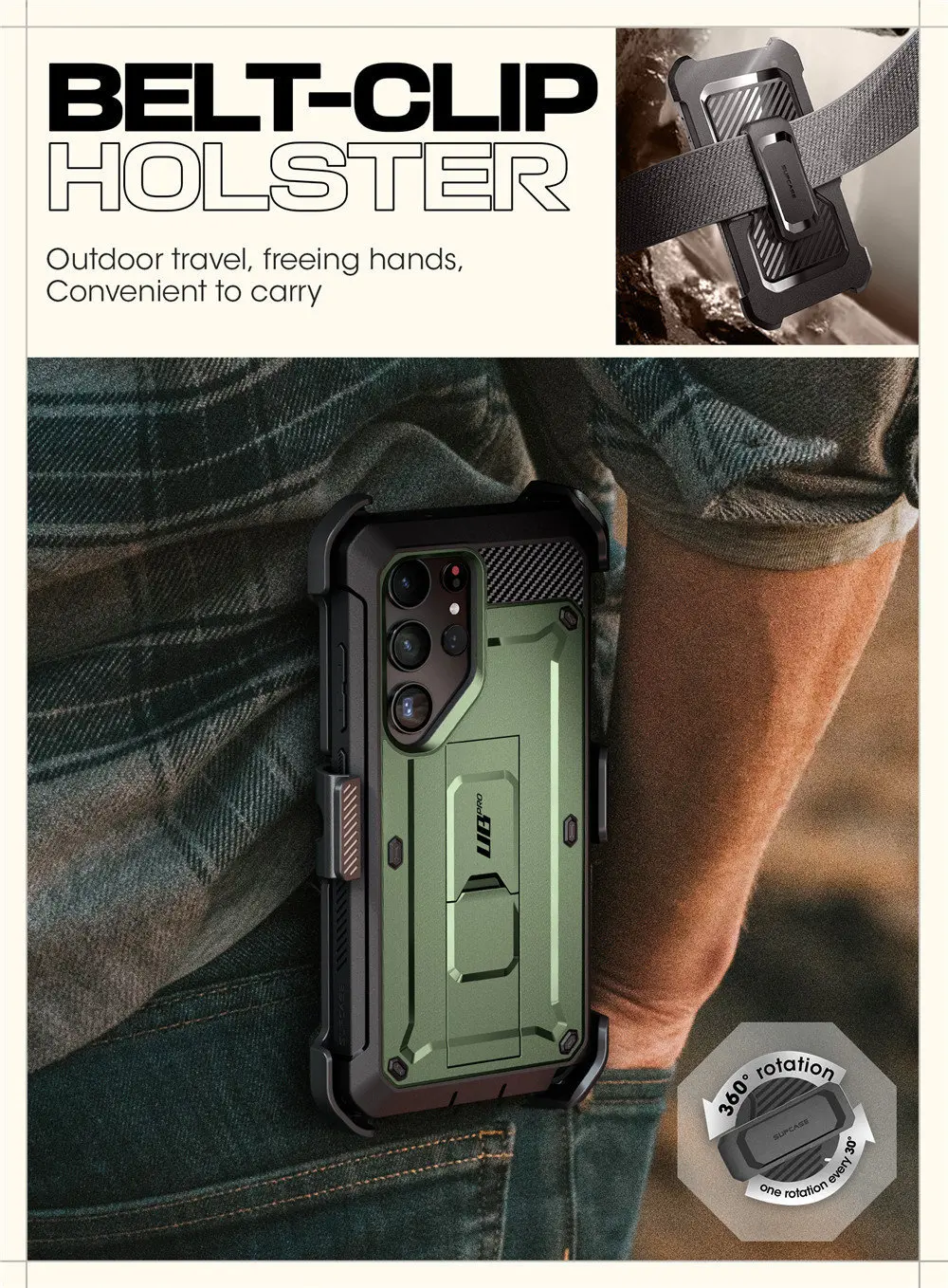 SUPCASE For Samsung Galaxy S24 Ultra Case UB Pro Full-Body Dual Layer Rugged Belt-Clip Phone Case with Built-in Screen Protector