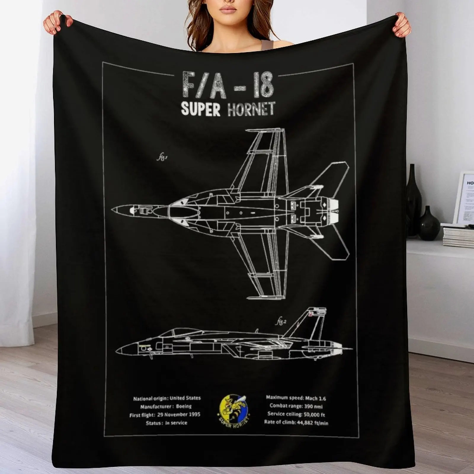 F18 Super Hornet Blueprint Classic Throw Blanket Sleeping Bag Loose cosplay anime Sofa Throw Blankets