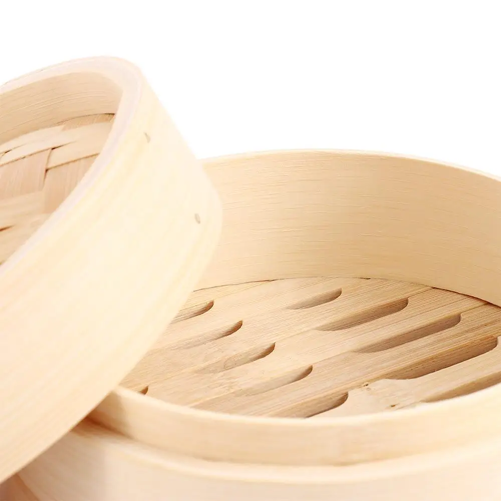 Chinese Dumplings Bamboo Steamer Cooker 10/15/20cm with Lid Dimsum