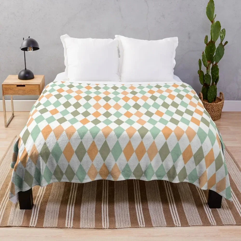 

Turqoise Orange Geometric Diamonds Pattern Throw Blanket Hairys Luxury Throw Blankets