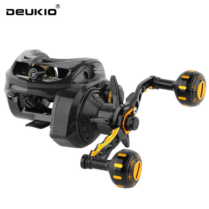 DEUKIO New Carbon Shell Baitcasting Reel Double Handle 16KG Max Drag 6+1 BB 6.3:1 High Speed Saltwater Carp Fishing Reels