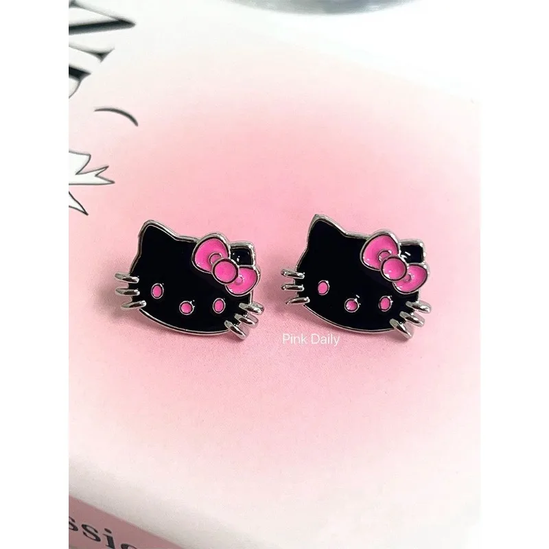 Cute Hello Kitty anime cartoon ins style kawaii girl KT cat fashion earrings y2k non-pierced ear clip accessories holiday gift