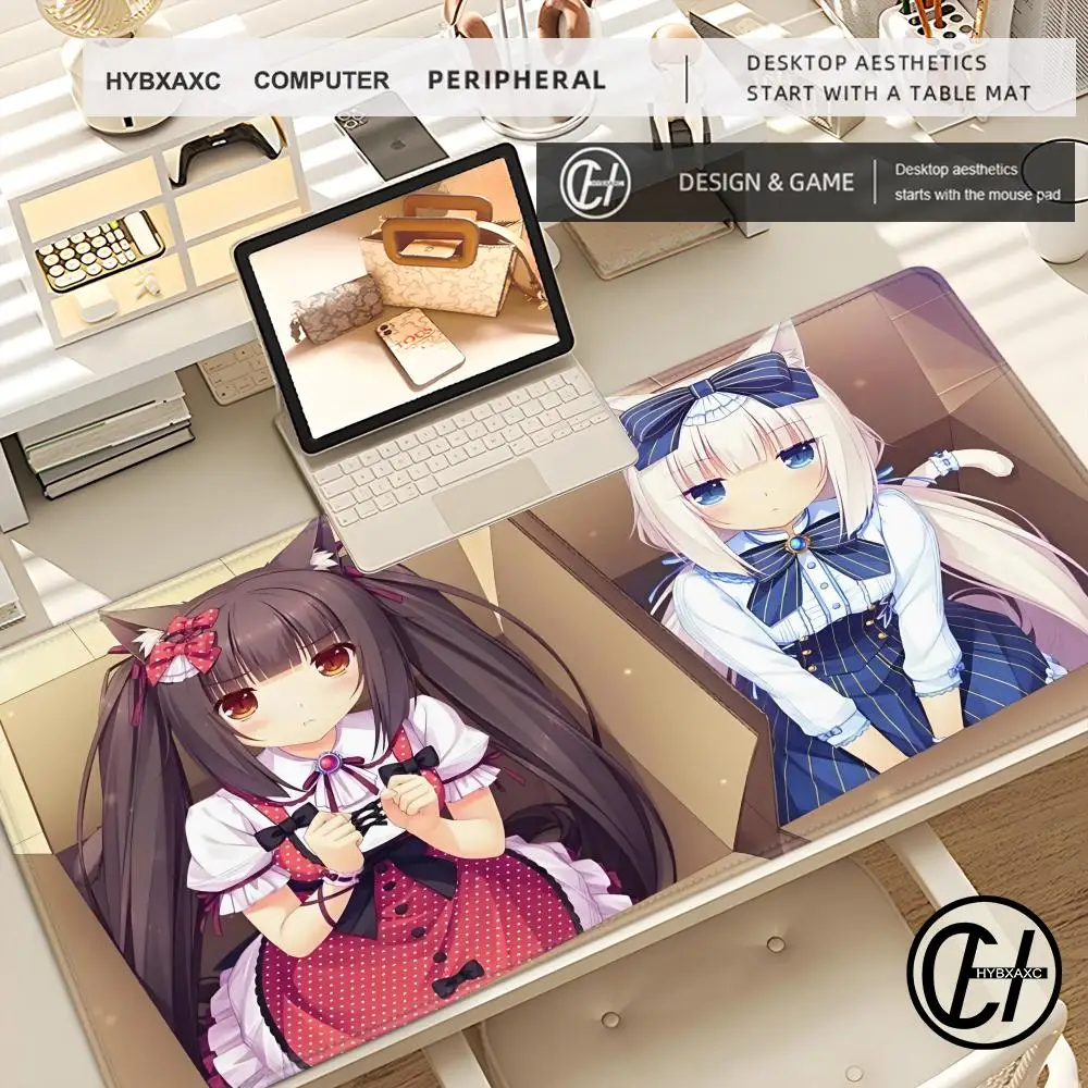 

Коврик для мыши, милый HD настольный коврик, расширенные коврики для игровой клавиатуры, большой коврик для мыши Nekopara 100x50 см XXL, геймерский коврик для мыши