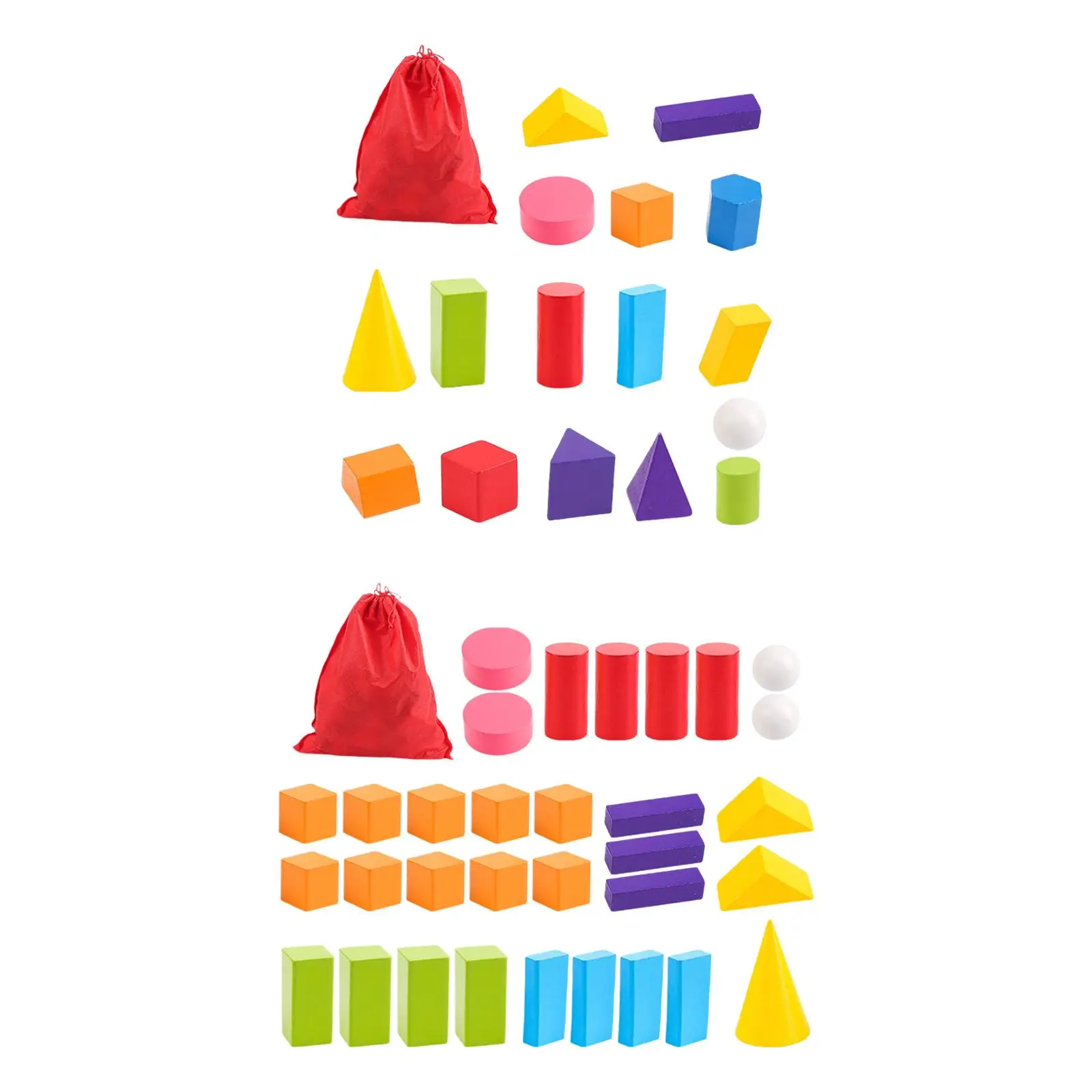 Geometrische Feststoffe aus Holz, 3D-Formen, Geometrie-Set, bunt, für Zuhause im Klassenzimmer