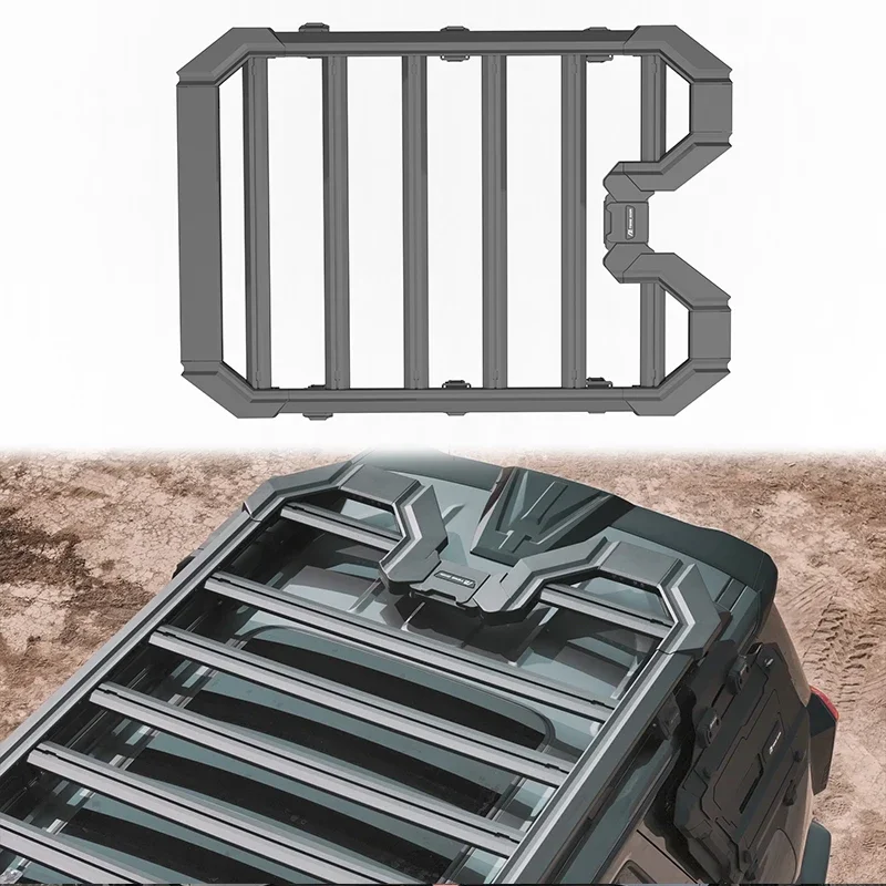 New Aluminum Alloy Top Roof Cargo Carrier Black Powder Coating Roof Rack for Tank 400 Roof Platform 4x4 Off-road Accessories！！