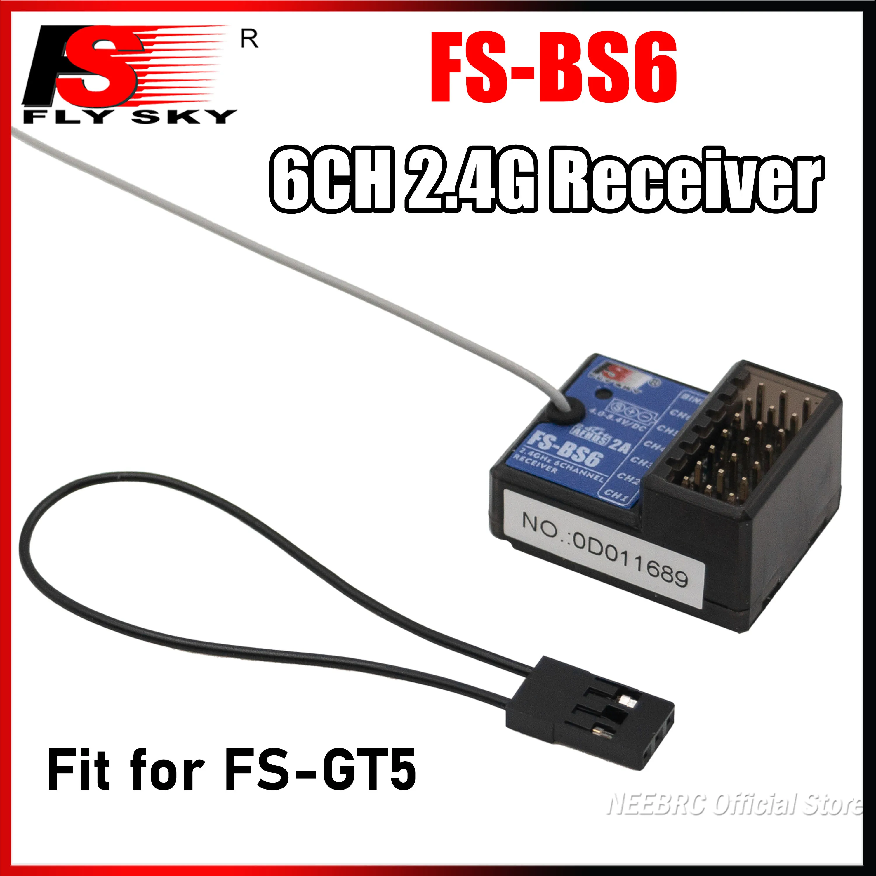 FLYSKY FS-BS6 6CH 2.4G PWM récepteur système Radio pour FS-GT5 télécommande émetteur RC véhicules chenille voiture bateaux réservoir jouet