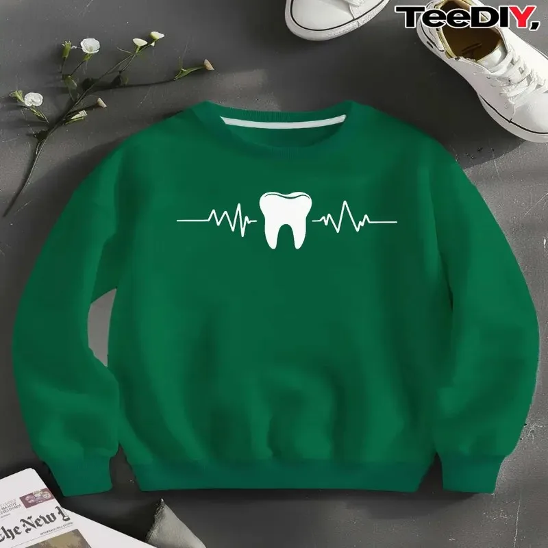 

Зима-Осень, женская одежда больших размеров, женская толстовка больших размеров, минималистичный стоматологический ЭКГ-линейный графический дышащий тканевый элегантный топ