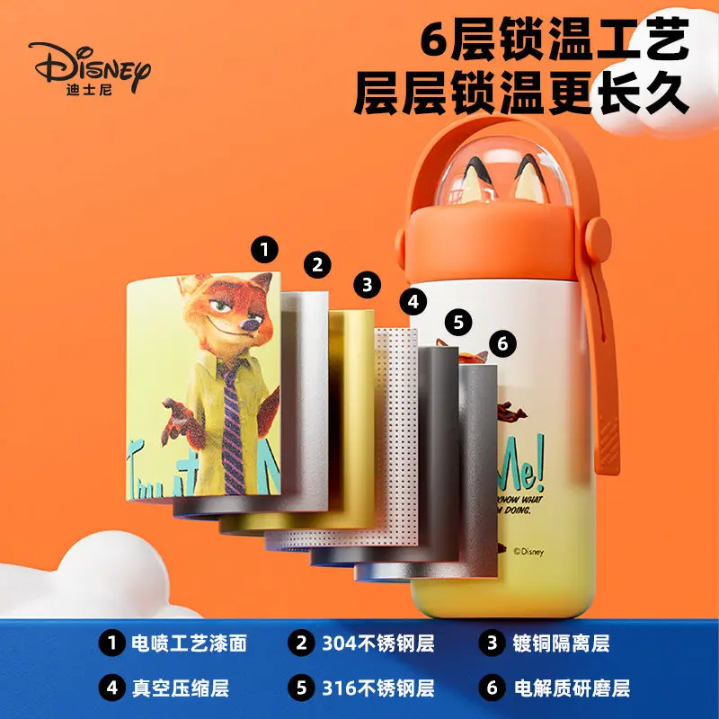 Disney Zootopia Judy Hopps Nick Wide Cute 3D Doll Stainless Steel Liner Insulated Warm and Cold Portable Handle Thermos Cup Gift